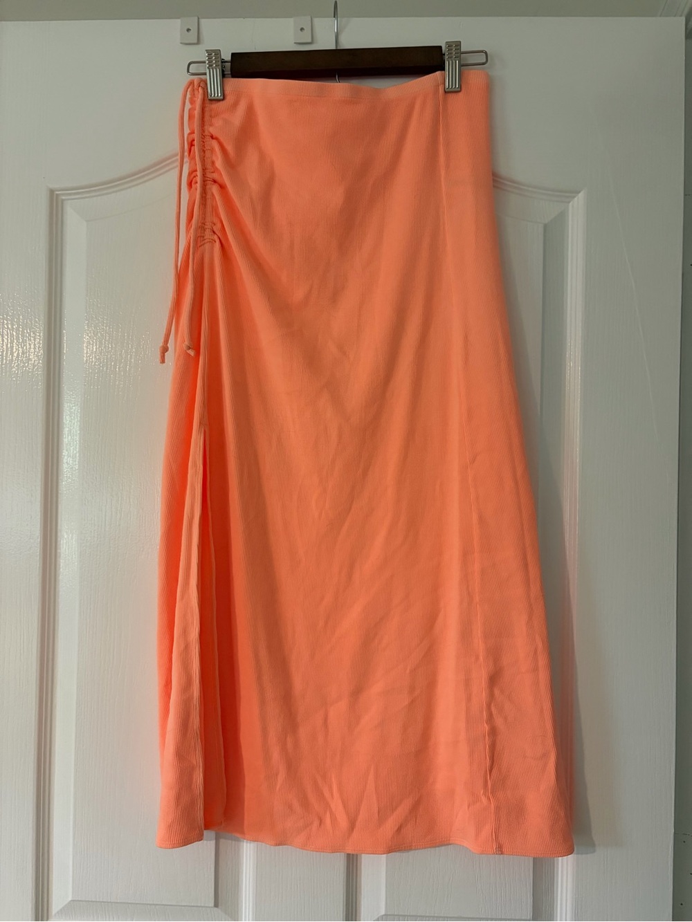 American Eagle Coral Drawstring Side-Slit Maxi Skirt
